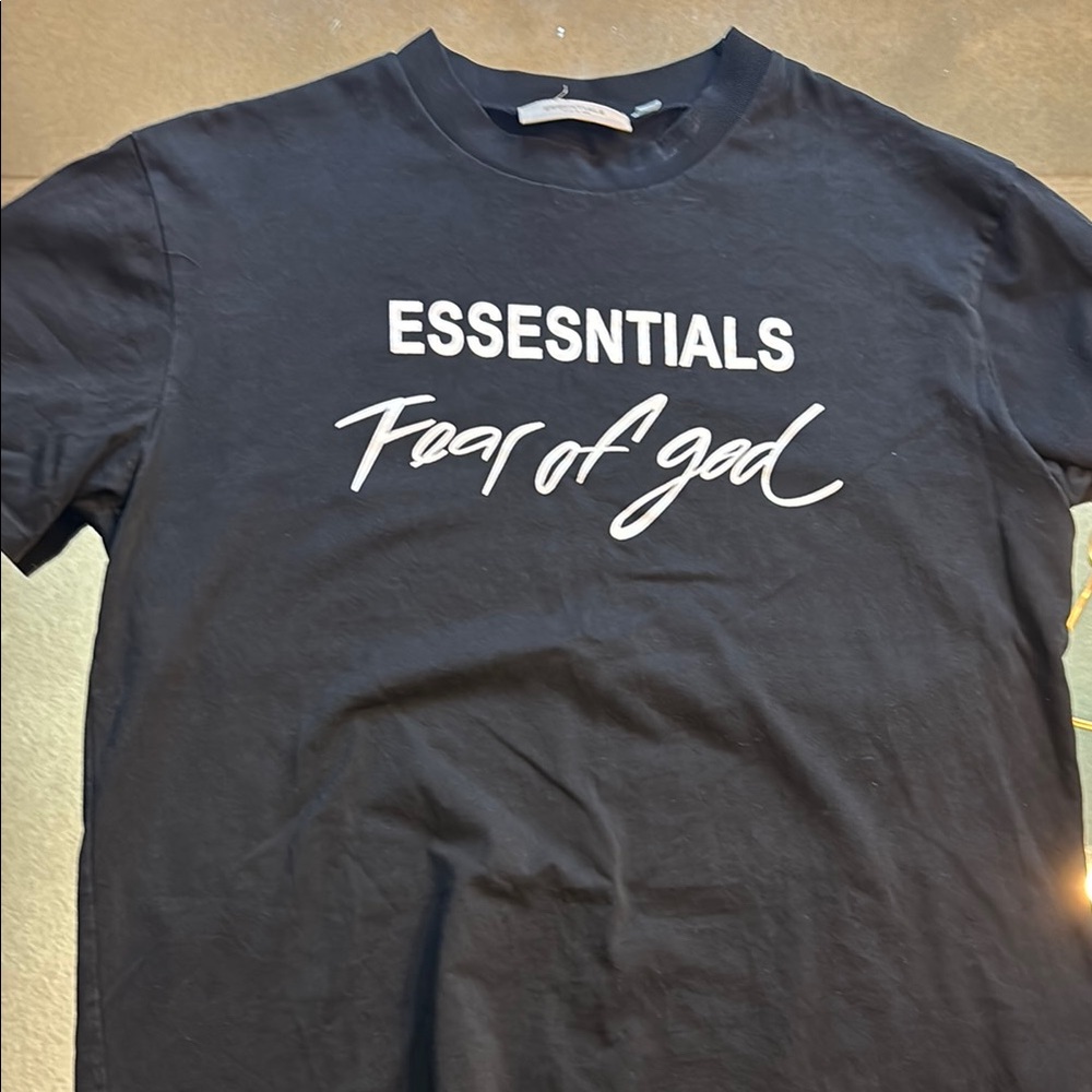 Fear of God Black Tee with White Script